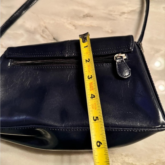 Liz Claiborne leather Elegant Shoulder Bag 9x6in. Dark Blue - Picture 3 of 12